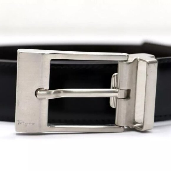 Salvatore Ferragamo Men's Rectangular Buckle Belt Black 36 - Picture 1 of 10